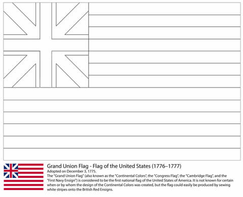 Grand Union Flag   First Flag Of The U.S. Coloring Page